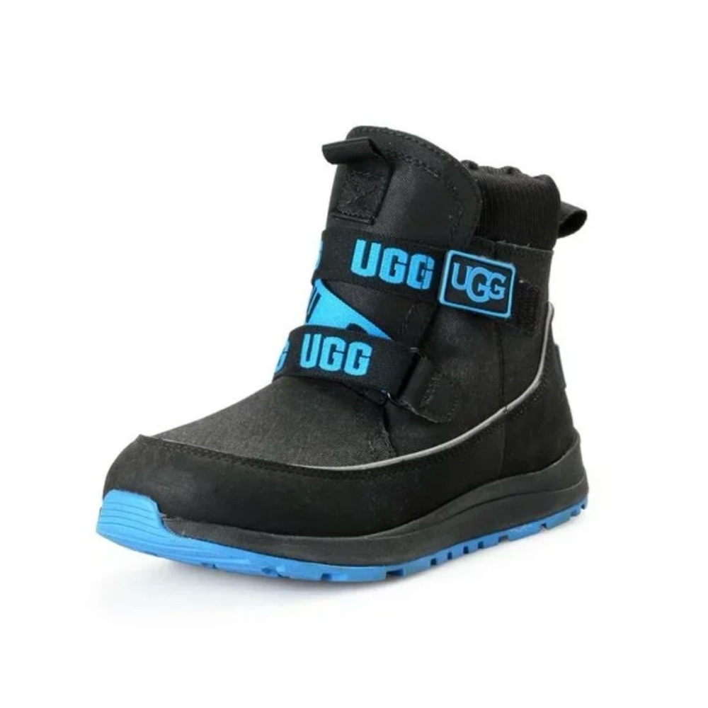 UGG Kids Black Boots with Blue Accents
